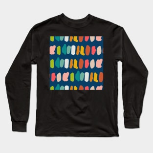 Rainbow Color Swatches on Navy Long Sleeve T-Shirt